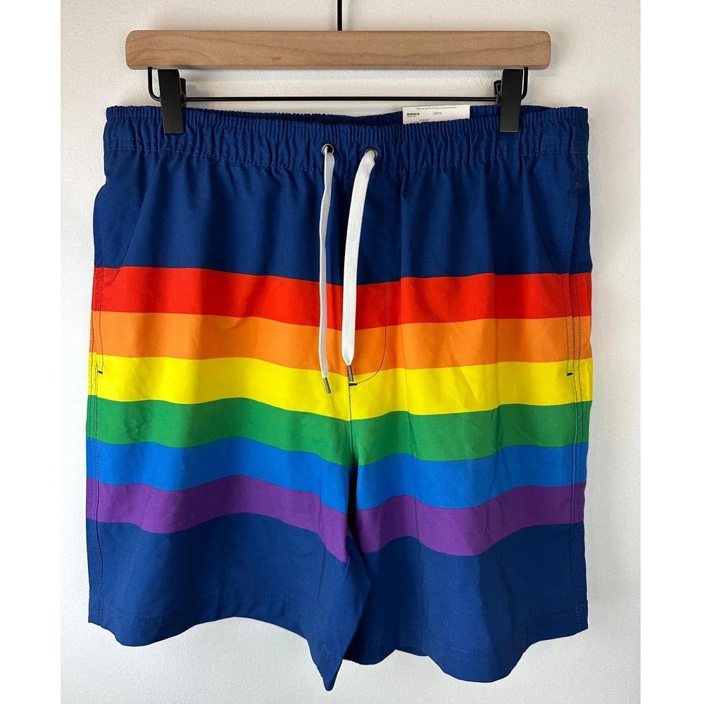 SONOMA Kohls Men's Rainbow Pride Flag Swim Trunks NWT Travel Vacation Medium